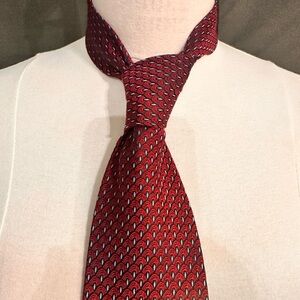 Jos.A.Bank Silk Tie Men's Necktie Executive Collection Red Geometric